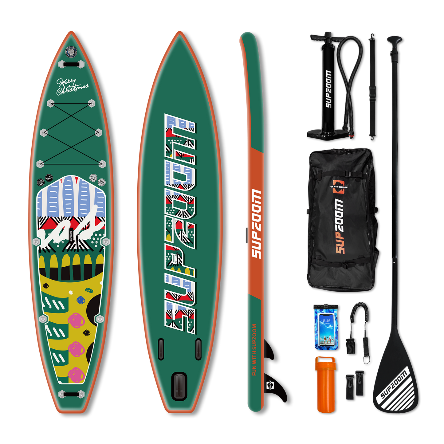 All around 11'10'' inflatable stand up paddle board | Supzoom green Christmas style