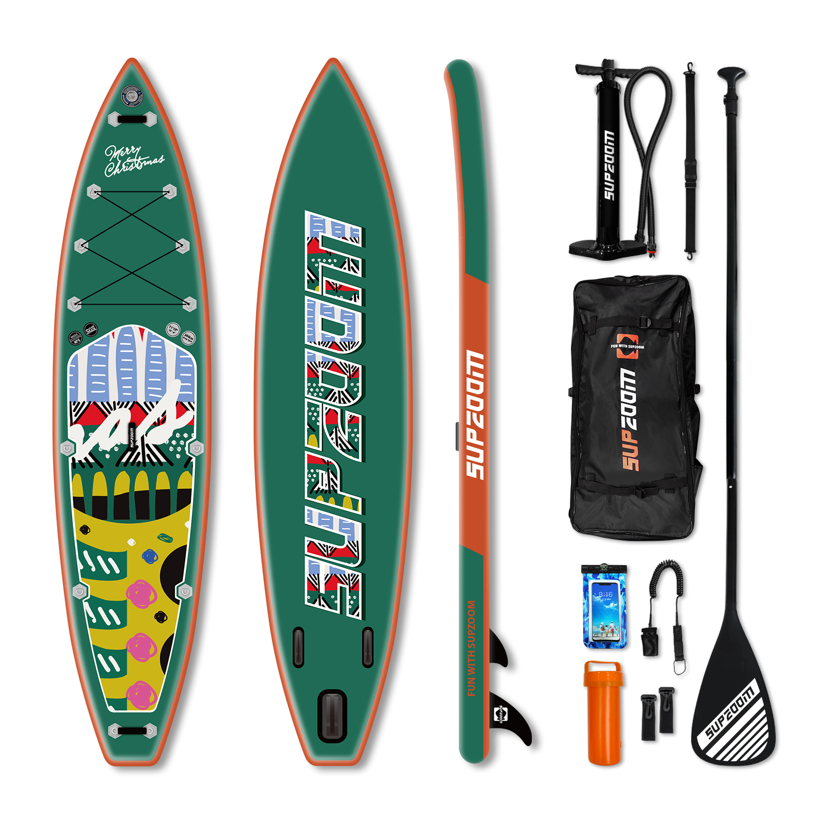 All around 11'10'' inflatable stand up paddle board | Supzoom green Christmas style